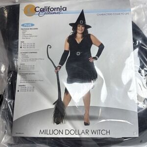 CALIFORNIA COSTUMES Women's Million Dollar Witch Costume Sz-3X (20-22) Black NEW